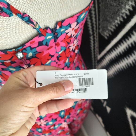 💐NWT Molly Bracken Brand Floral Print One Shoulder Jumpsuit, Small - Picture 8 of 13